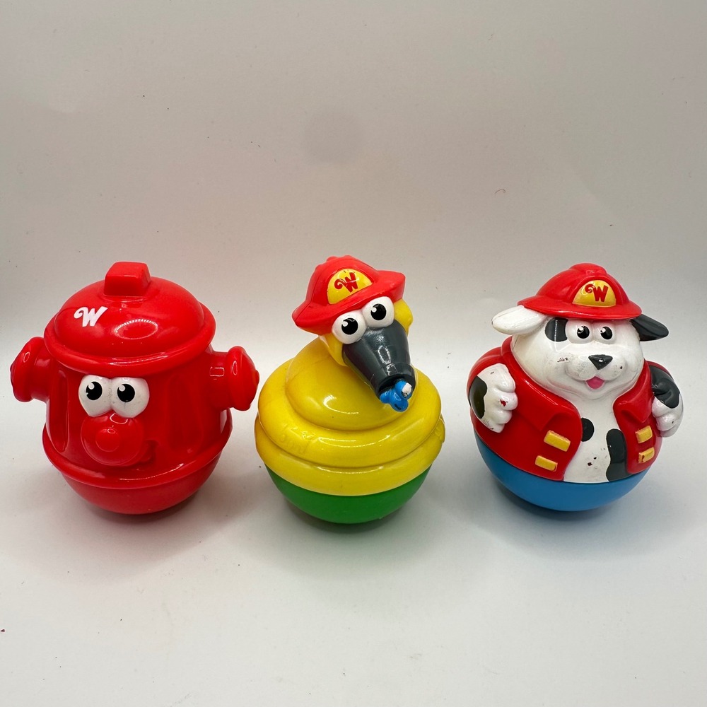 Vintage Playskool Weebles Fire Rescue Set 2003 Hydrant Hose Dalmatian Dog 3pc
